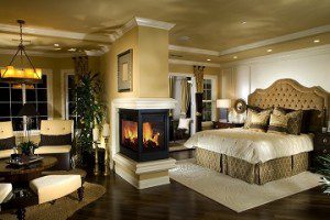 bedroom with fireplace