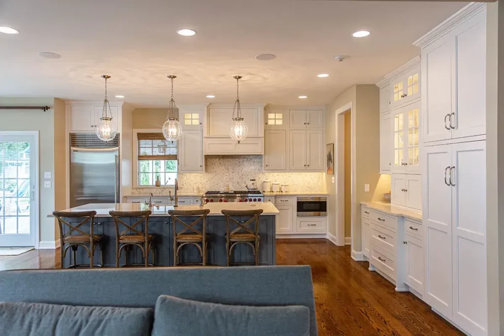 White Custom Kitchen Cabinets Remodel Blends Modern and Colonial Styles in Allentown PA