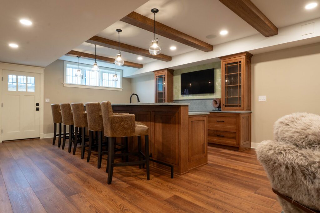 Custom basement bar with Fabuwood cabinets in Coopersburg PA