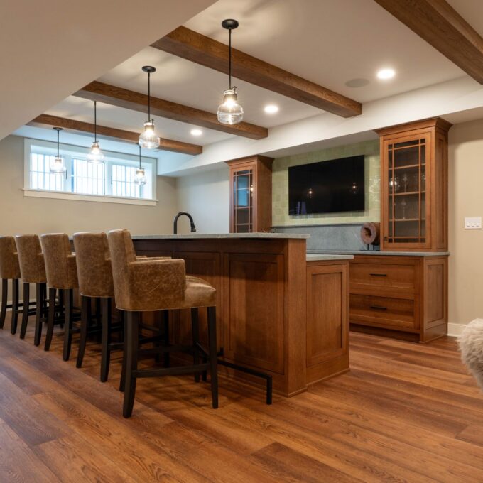 Custom basement bar with Fabuwood cabinets in Coopersburg PA